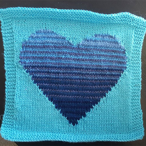 Heart image knitted by hand